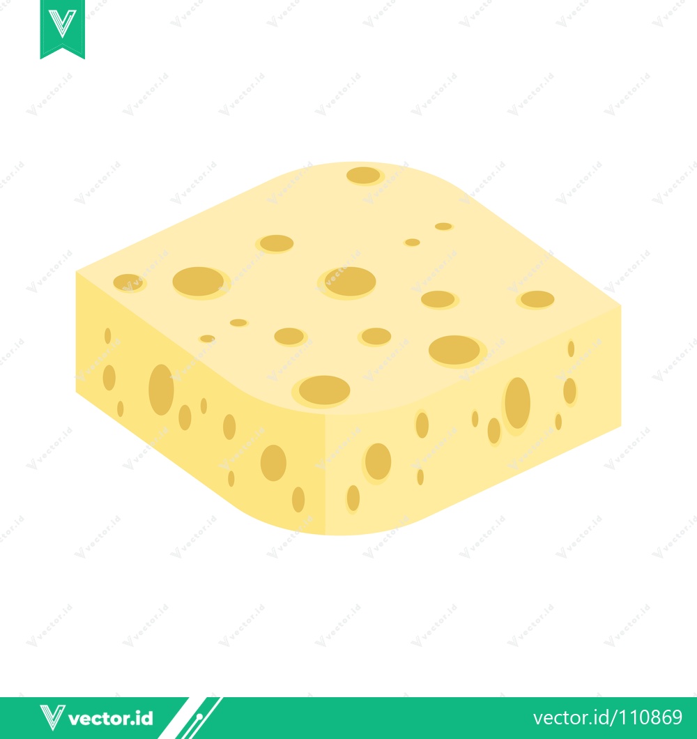 Premium Vector dari A slice of Swiss cheese with holes isolated on a white background