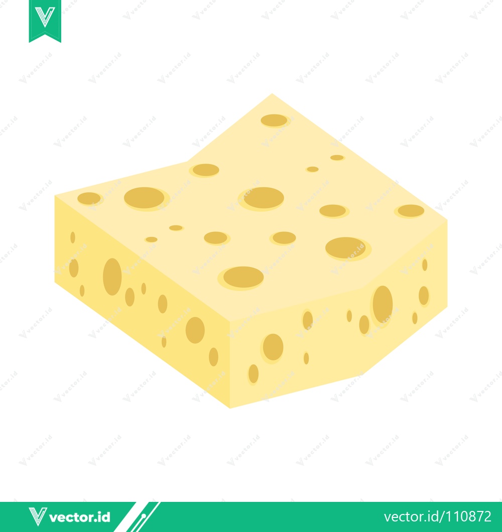 Premium Vector dari A delicious wedge of Swiss cheese with characteristic holes isolated on a white background