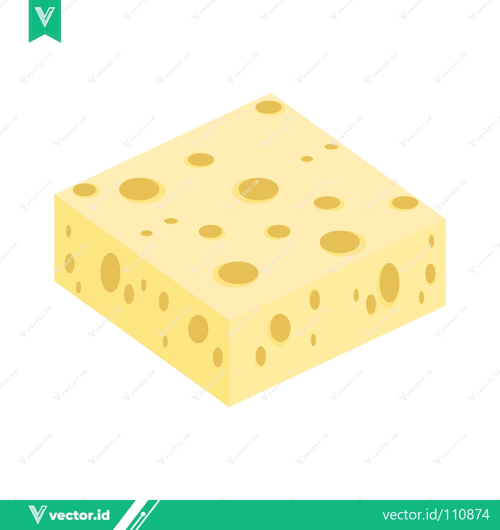 Premium Vector of A block of Swiss cheese with holes isolated on a white background