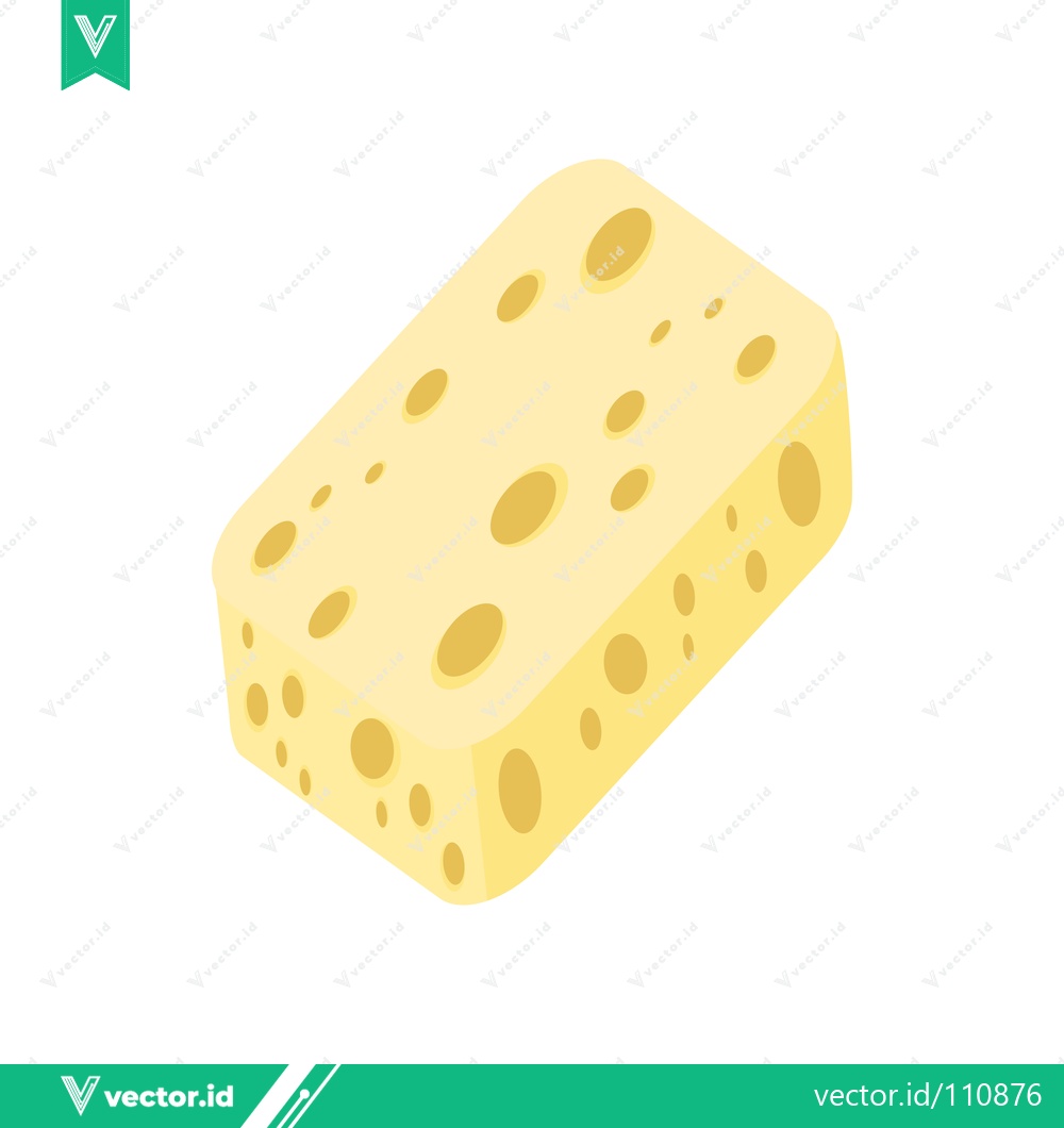 Premium Vector dari A block of Swiss cheese with holes isolated on a white background