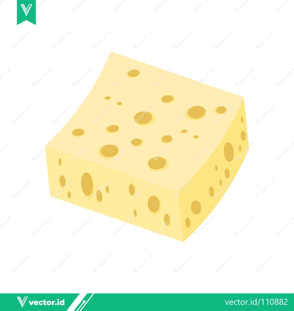 Premium Vector dari A Delicious Block of Swiss Cheese with Holes