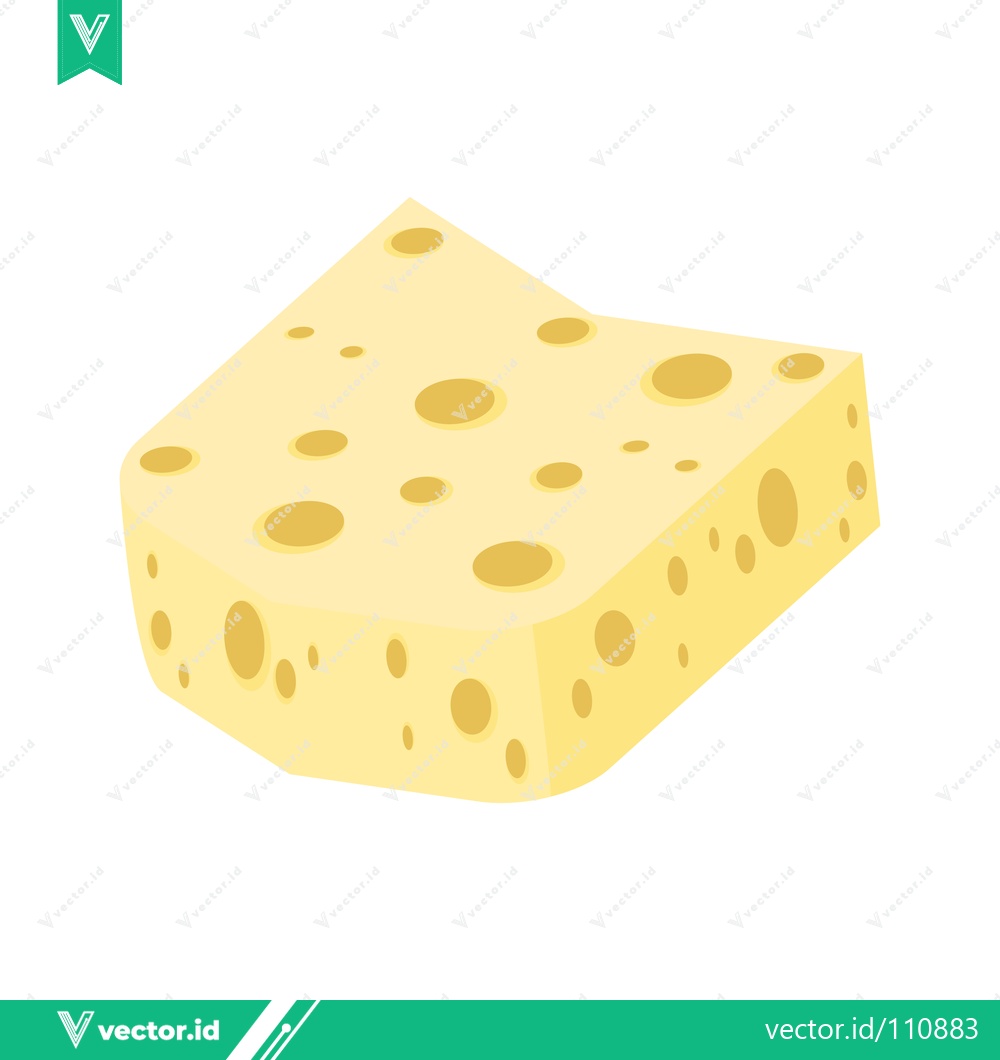 Premium Vector dari A delicious block of Swiss cheese with characteristic holes