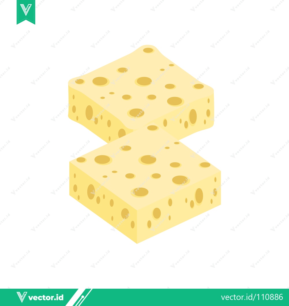 Premium Vector of Two Cubes of Swiss Cheese Isolated on White Background