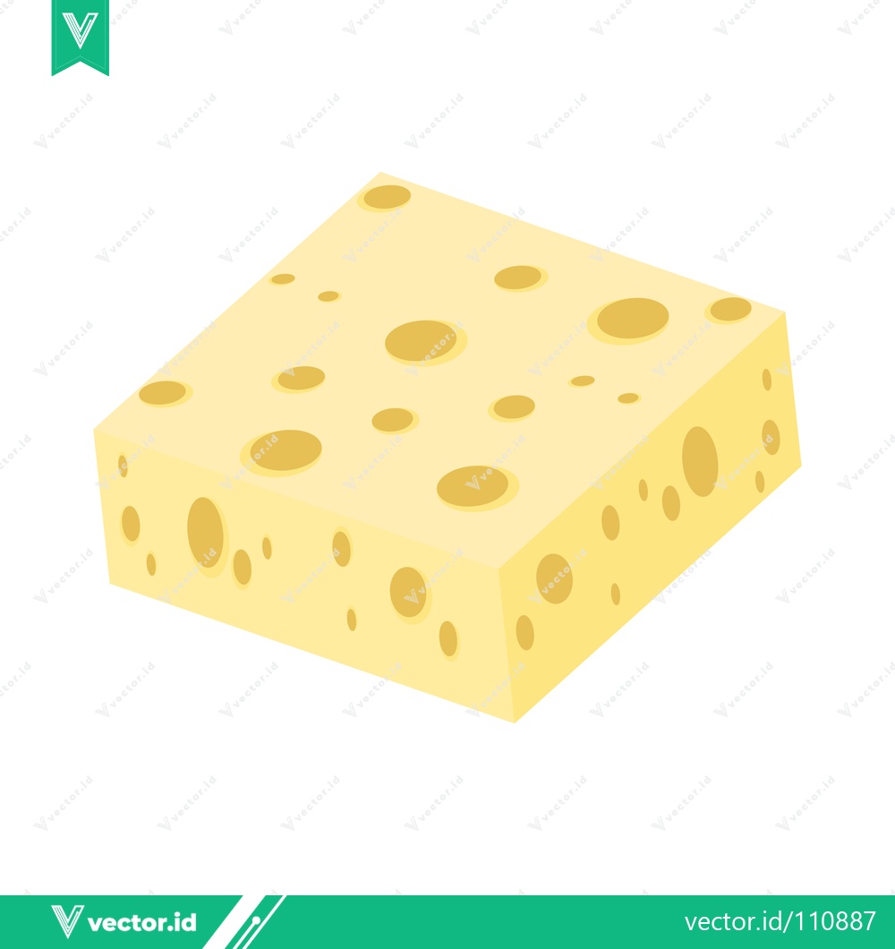 Premium Vector of A block of Swiss cheese with holes isolated on a white background