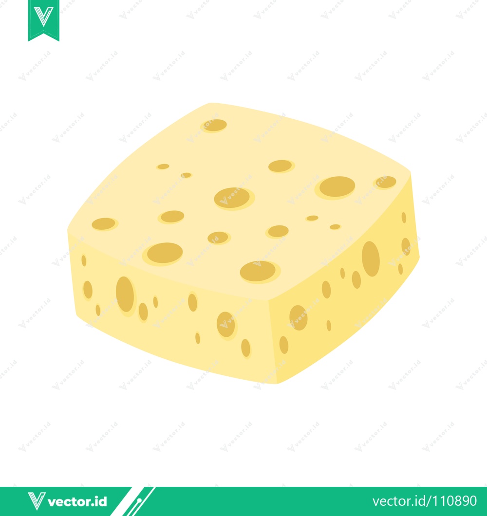 Premium Vector dari A block of Swiss cheese with holes isolated on a white background