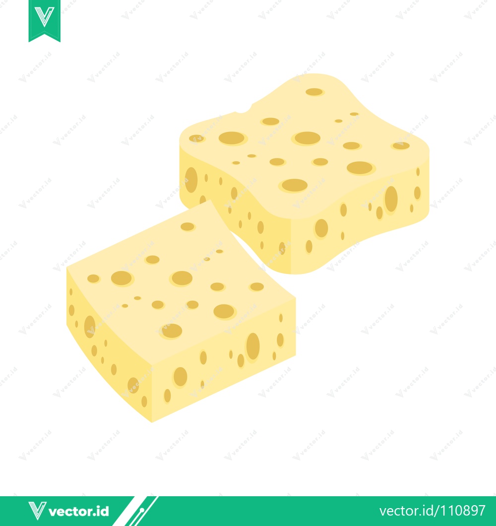 Premium Vector dari Two Slices of Delicious Swiss Cheese with Holes