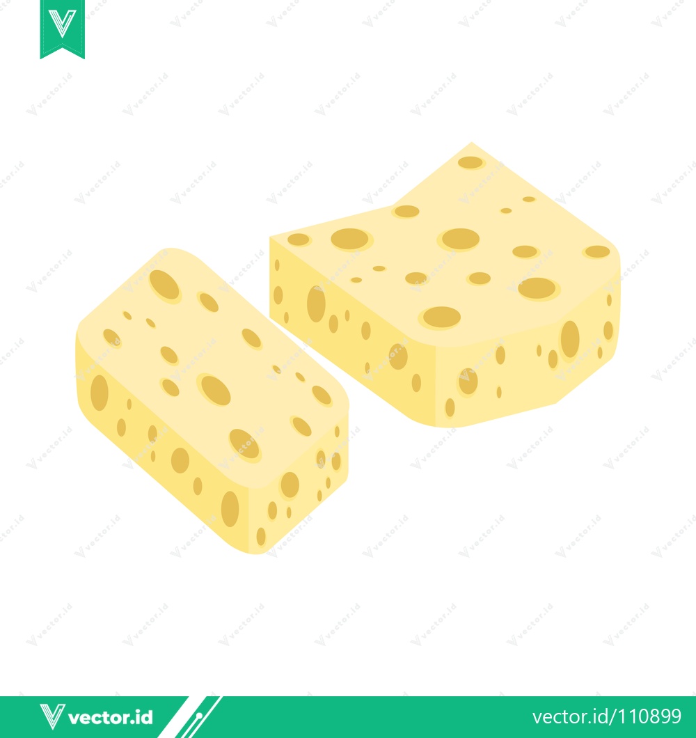 Premium Vector of Two pieces of Swiss cheese with holes isolated on white background