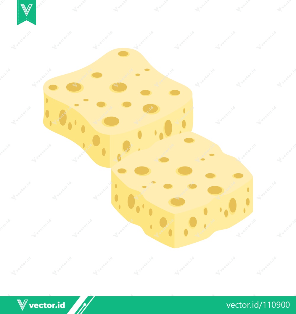 Premium Vector of Two Yellow Sponges with Holes for Cleaning