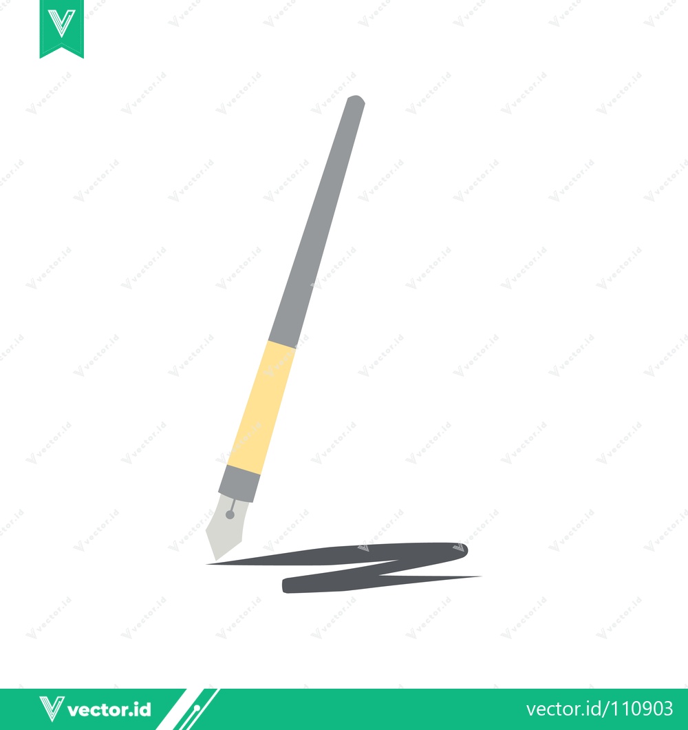 Premium Vector of Elegant Fountain Pen Drawing a Bold Black Line on White Background