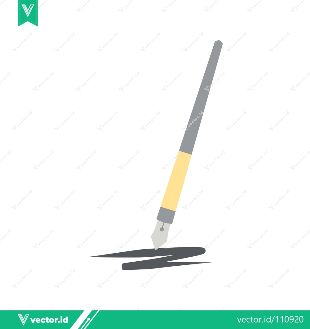 Premium Vector of Elegant Fountain Pen Drawing a Bold Line on White Background