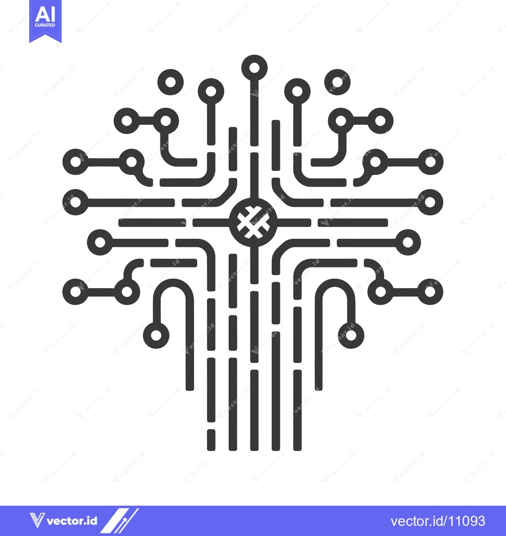Premium Vector dari Abstract Circuit Board with Central Node and Lines
