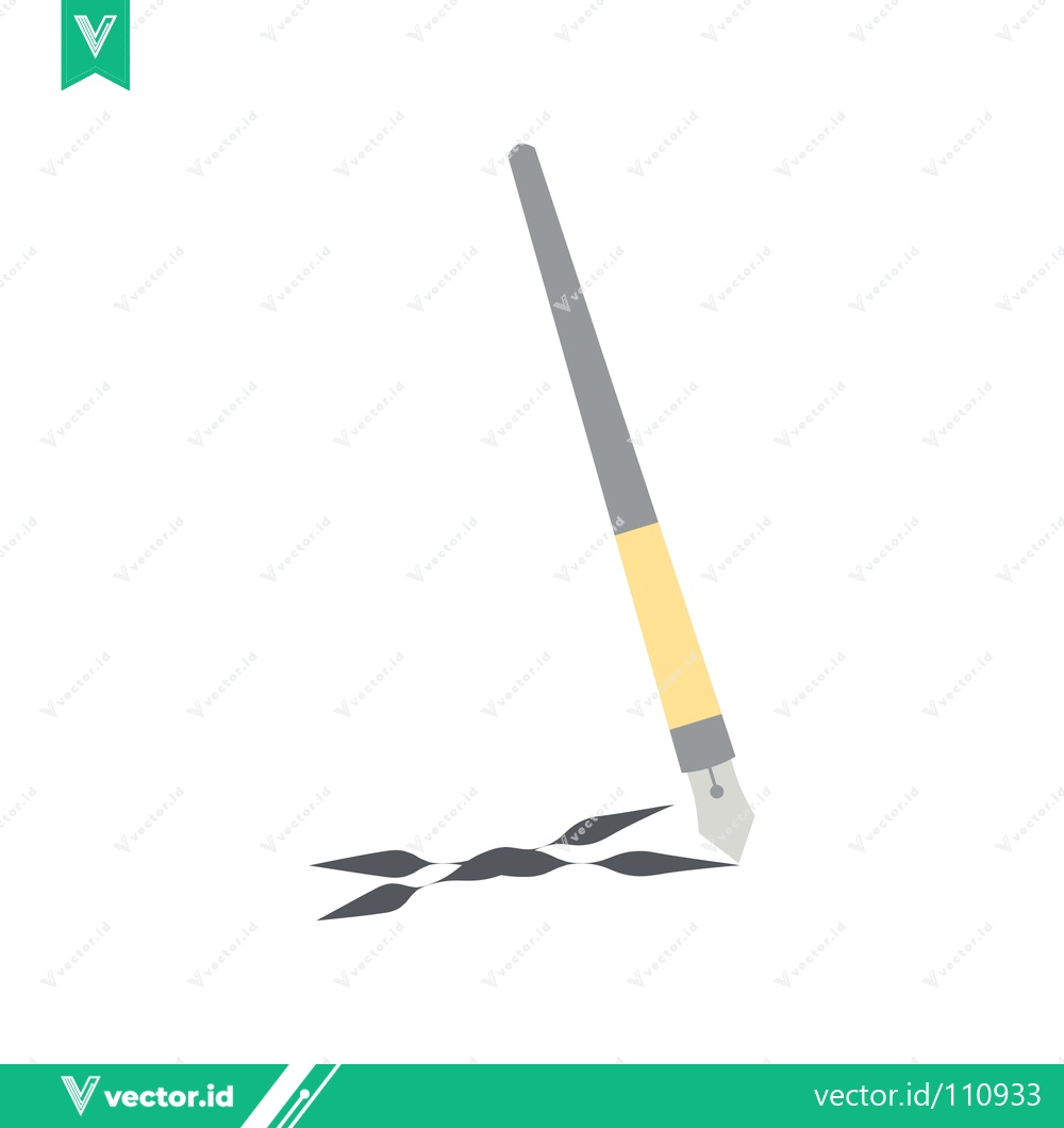 Premium Vector of Elegant Fountain Pen Creating Artistic Strokes on White Background
