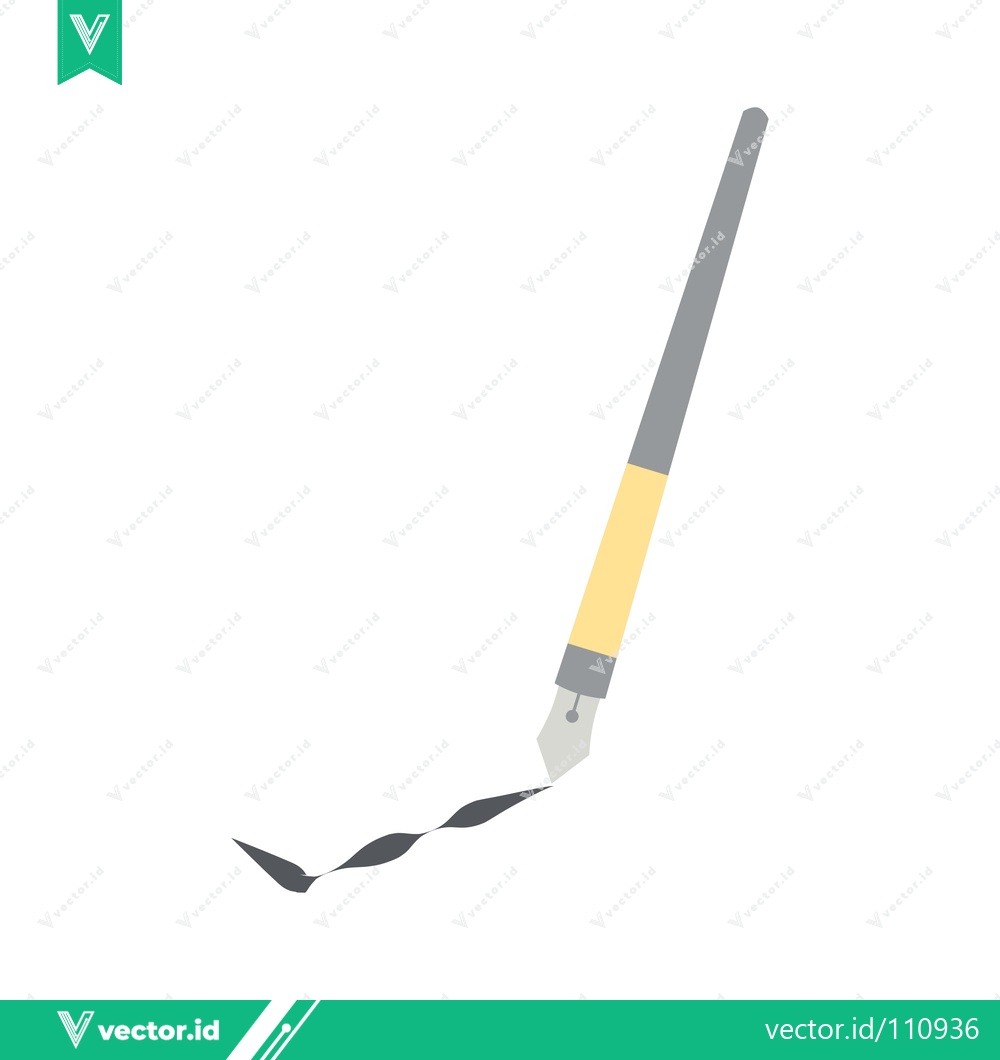 Premium Vector of Elegant Fountain Pen Drawing a Wavy Line on White Background