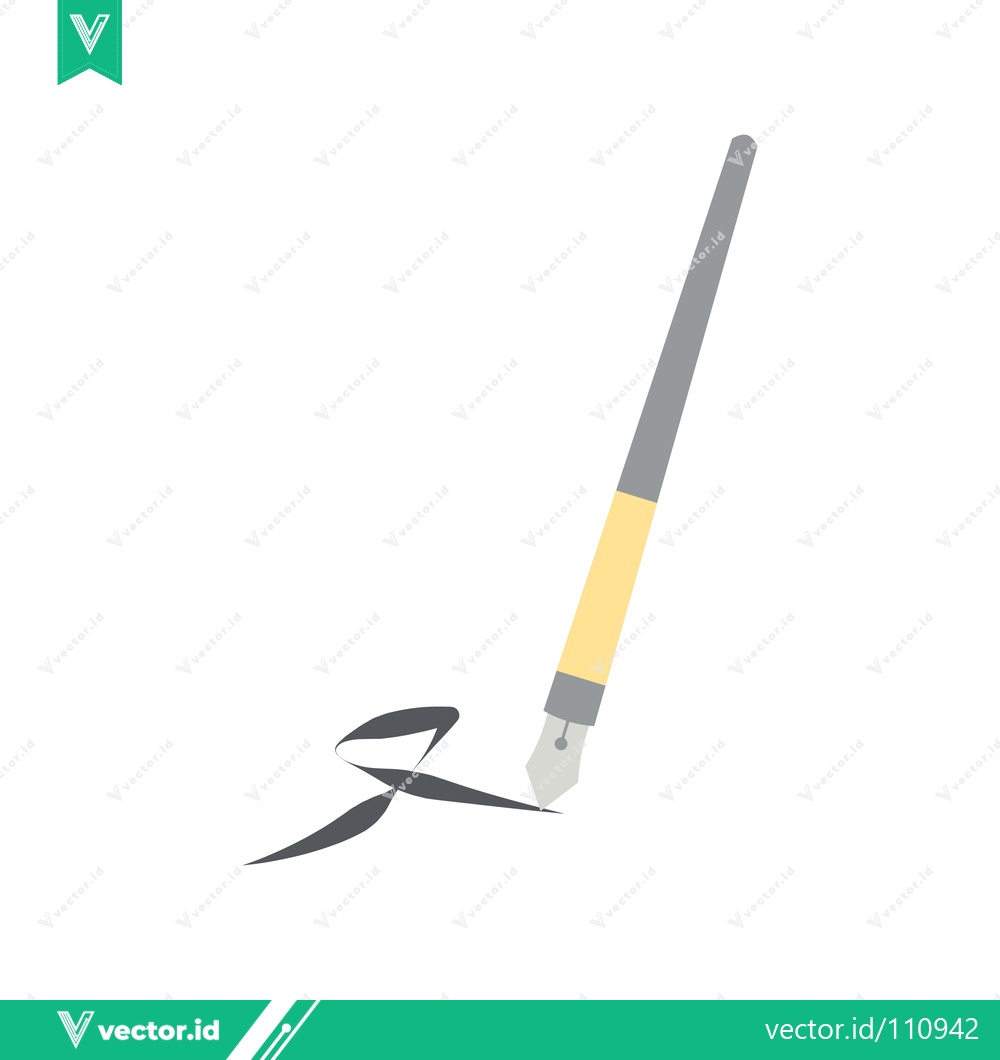Premium Vector of Elegant Fountain Pen Creating Artistic Ink Strokes on White Background