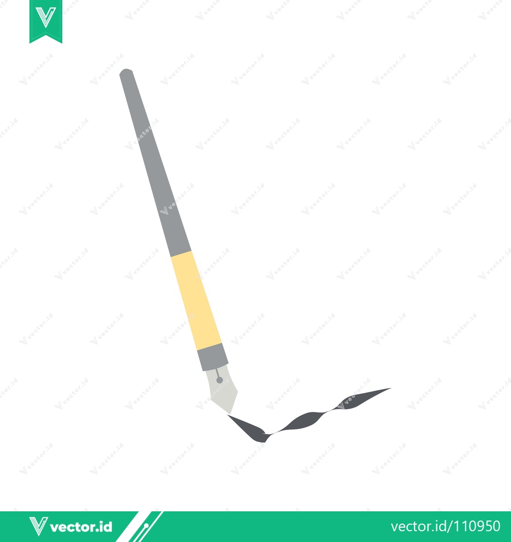 Premium Vector dari A classic fountain pen with a yellow grip is drawing a wavy black line on a white background