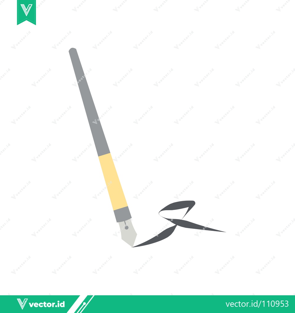 Premium Vector of A paintbrush creating a stroke of black ink on a white background