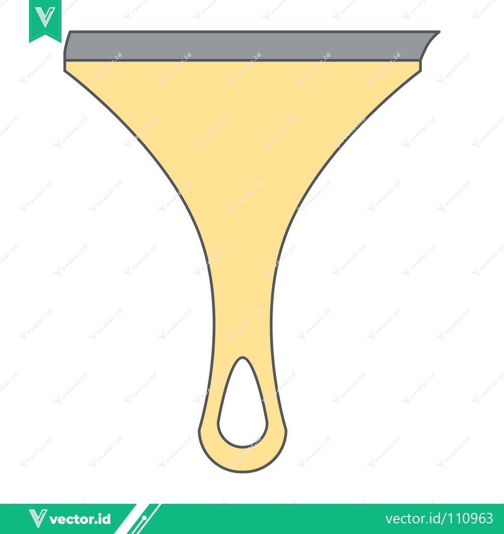 Premium Vector of A simple illustration of a yellow squeegee with a grey blade and a hole in the handle