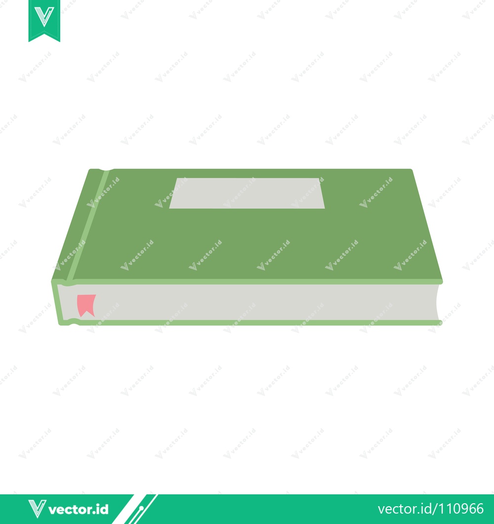 Premium Vector dari Green Hardcover Book with Blank Label and Pink Bookmark