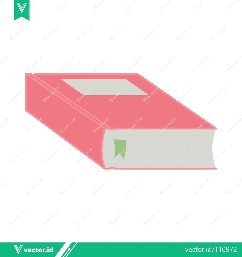 Premium Vector dari Closed Red Book with Green Bookmark and Label
