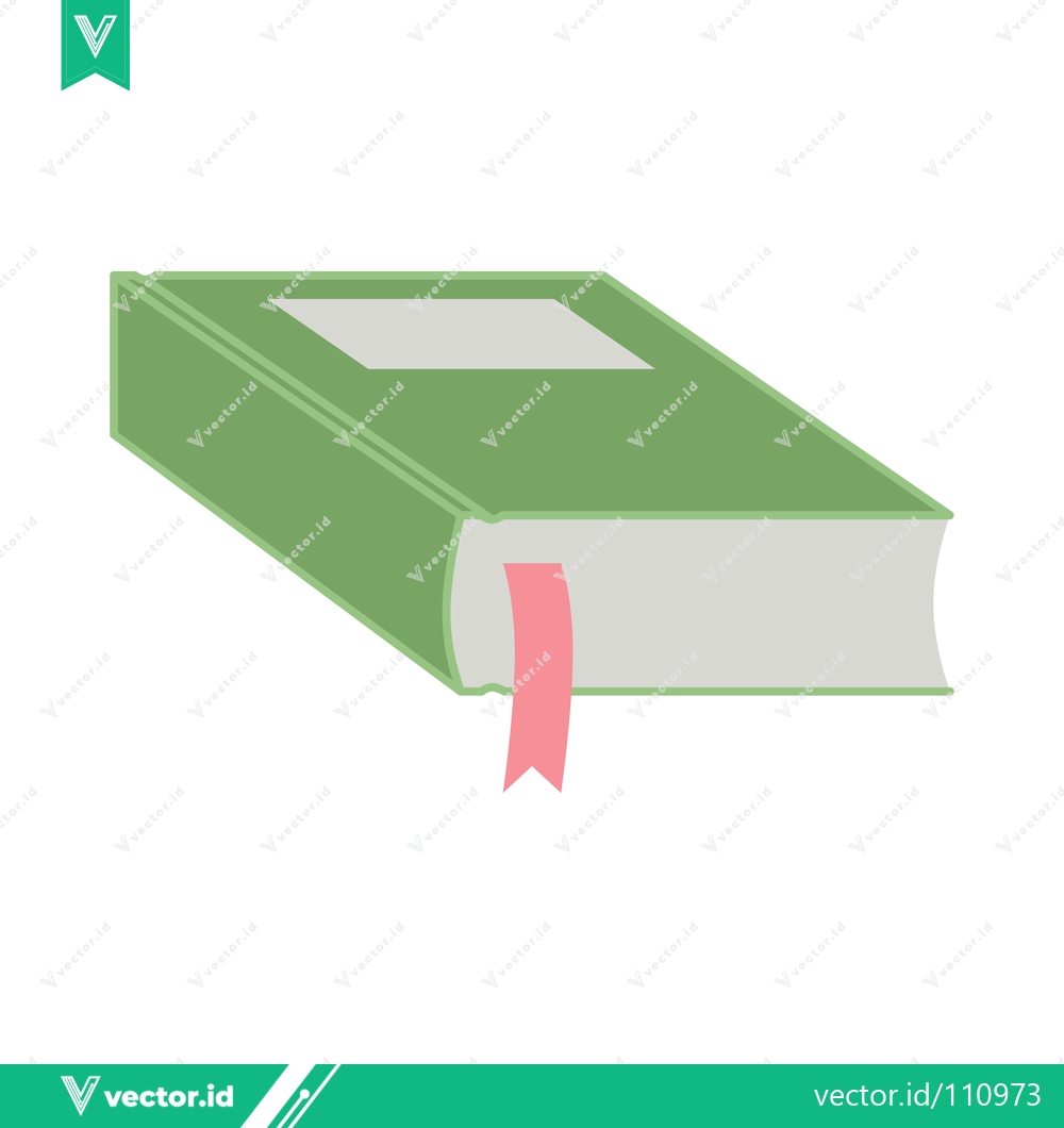 Premium Vector dari Green Book with Pink Bookmark Icon