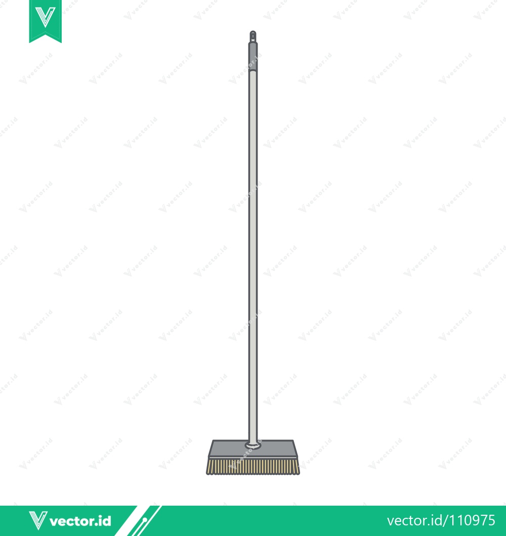 Premium Vector of Simple illustration of a dustpan and brush with a long handle