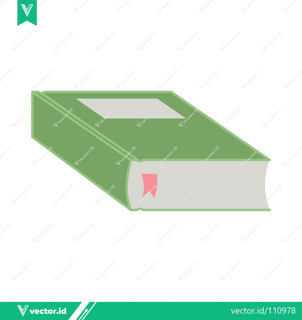 Premium Vector of Green Book with Pink Bookmark Isolated on White Background