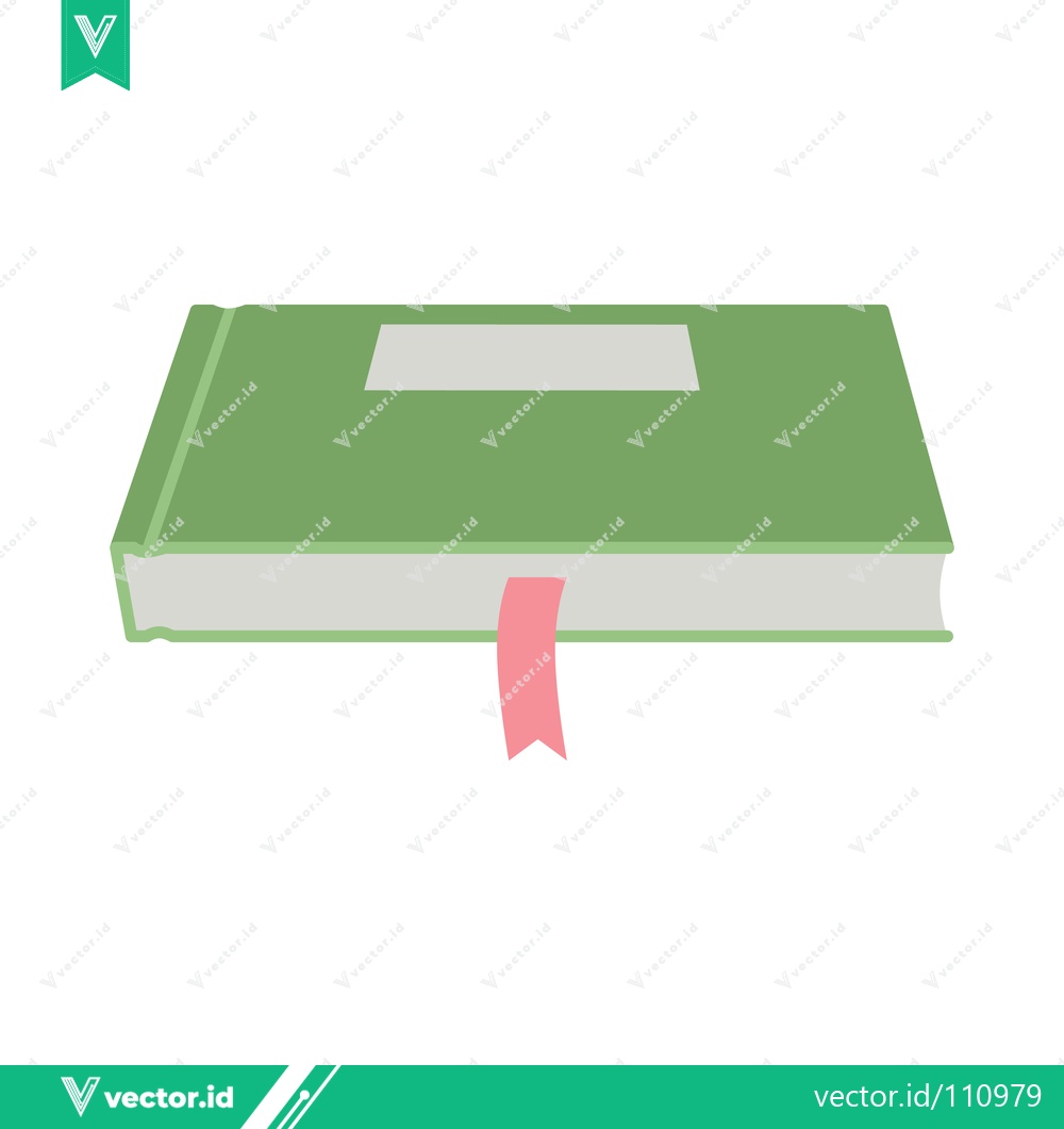 Premium Vector of A Simple Green Book with a Pink Bookmark and Label