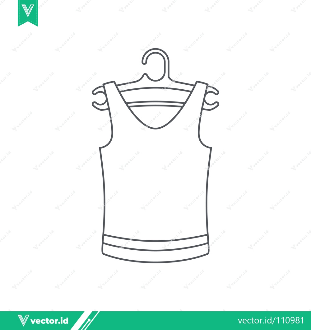 Premium Vector of Simple Line Drawing of a Sleeveless Tank Top on a Hanger