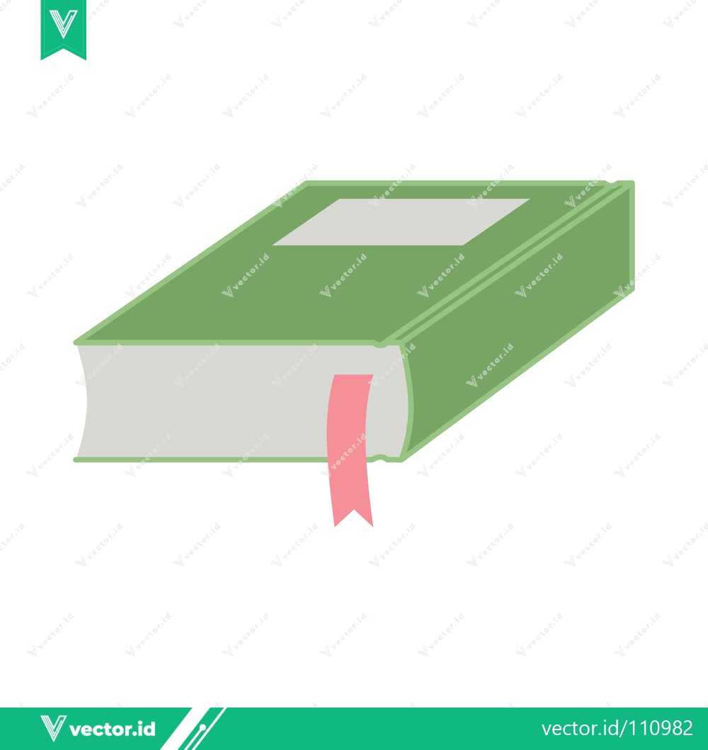 Premium Vector dari Green Book with Pink Bookmark Illustration