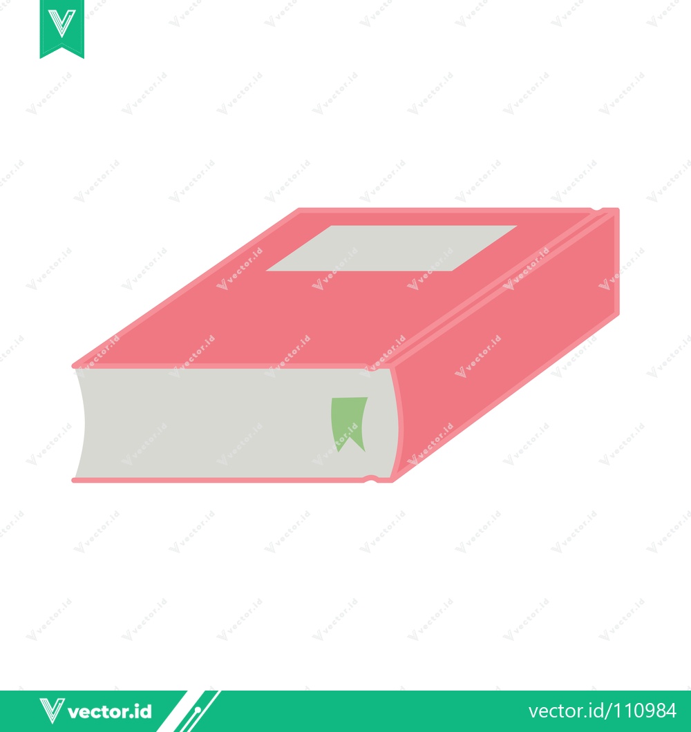 Premium Vector dari Closed Red Book with Green Bookmark and White Label