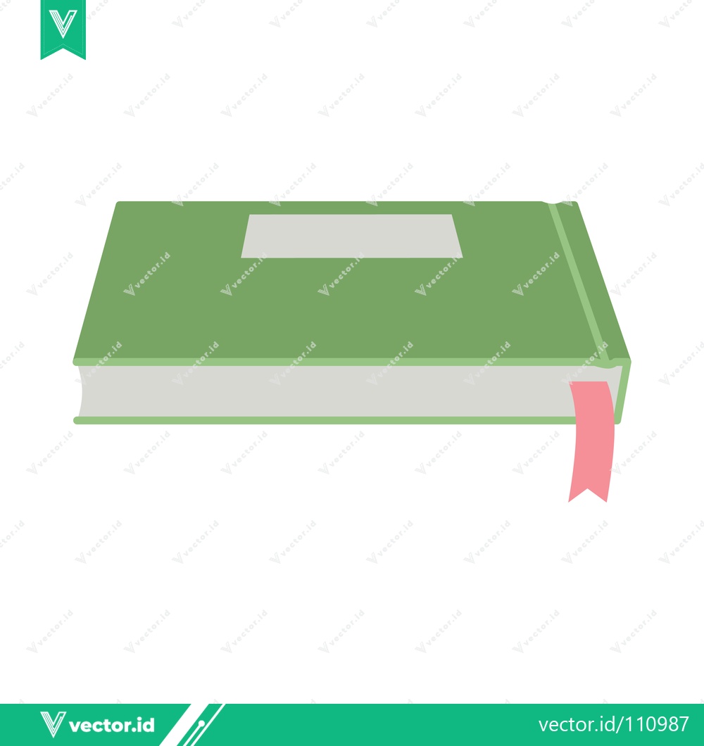 Premium Vector of Green Book with Pink Bookmark on White Background