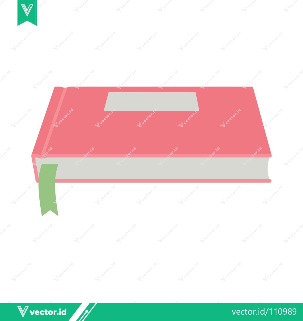 Premium Vector dari Closed Pink Book with Green Bookmark and Label