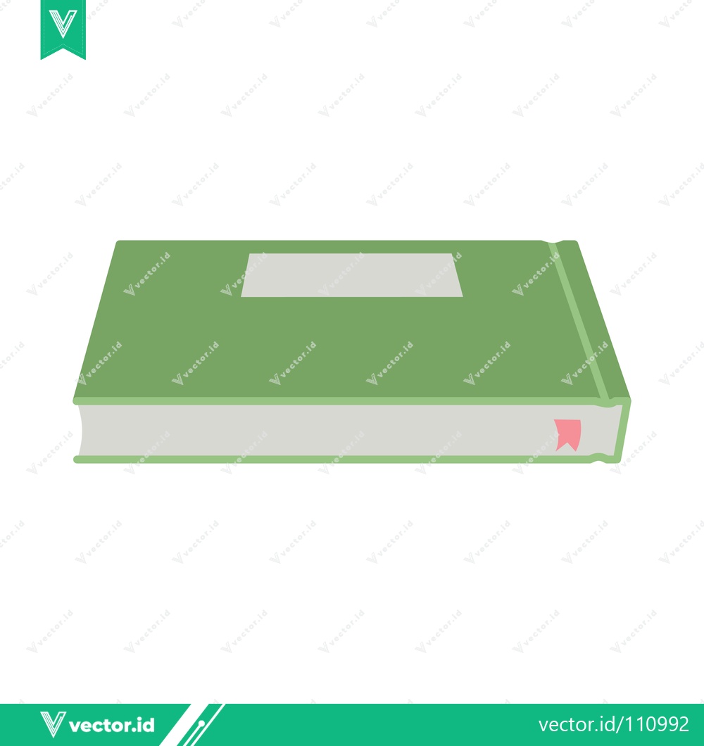 Premium Vector dari Closed Green Book with White Label and Pink Bookmark