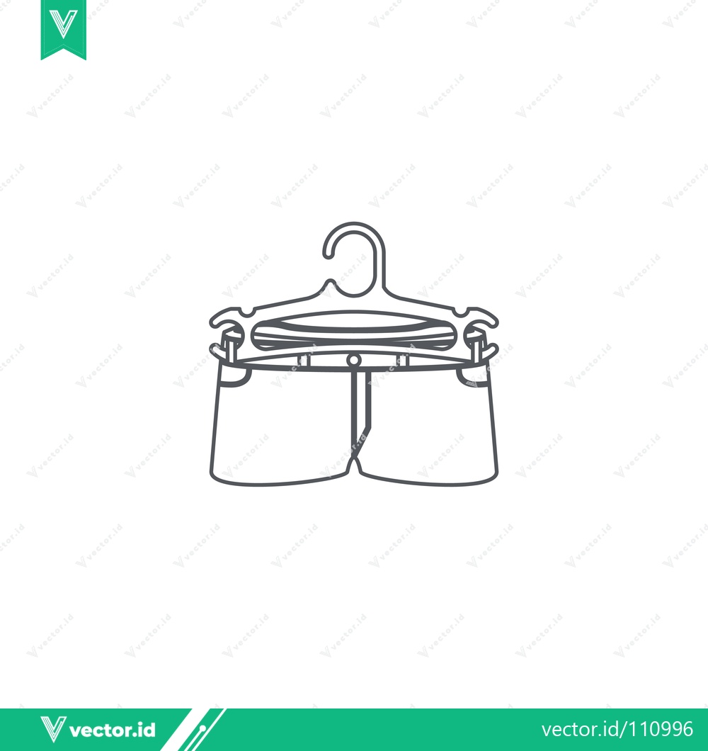 Premium Vector dari Minimalist Line Art Icon of Denim Shorts on a Hanger