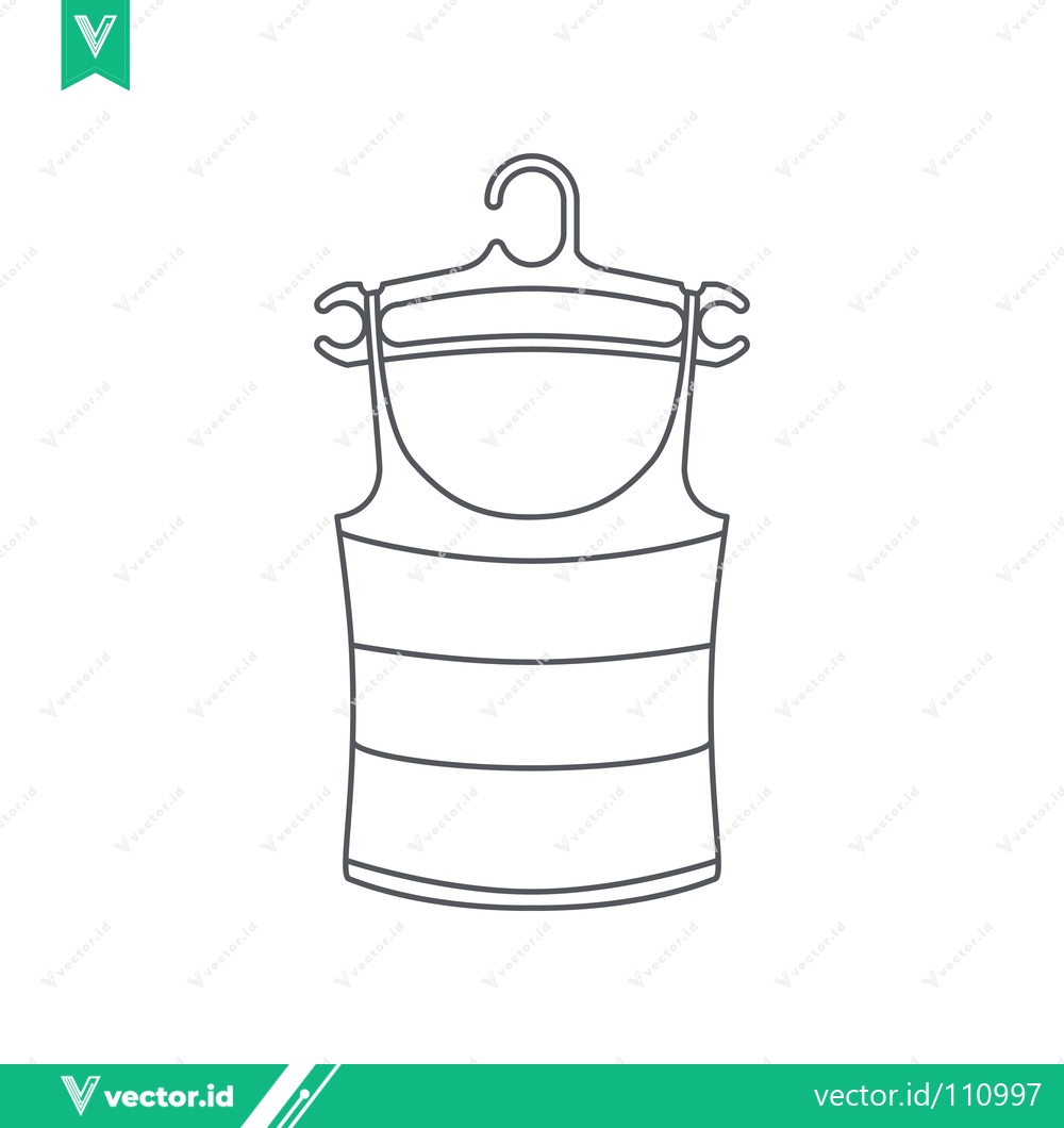 Premium Vector dari Simple Line Art Illustration of a Striped Tank Top on a Hanger