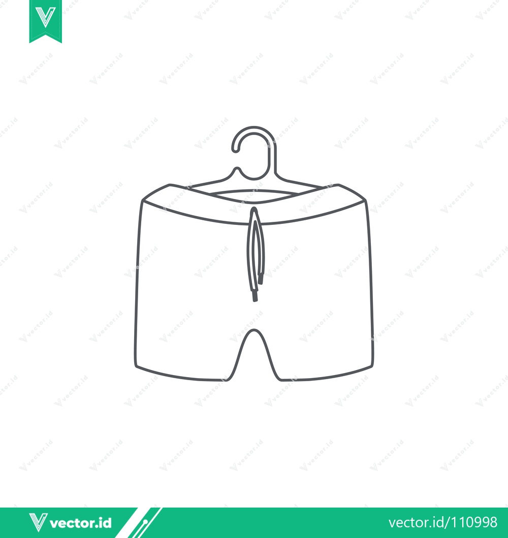Premium Vector dari Simple Line Drawing of Shorts on a Hanger