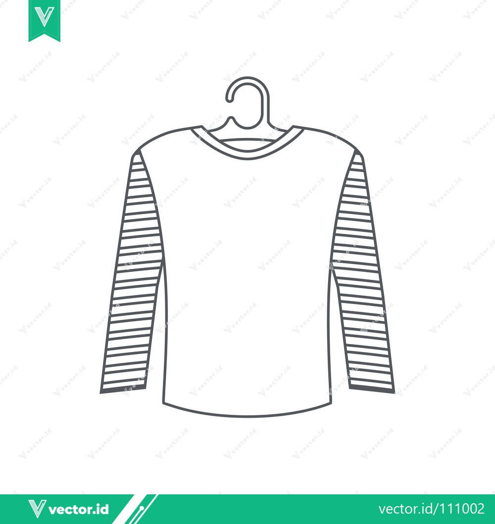 Premium Vector of Minimalist line drawing of a long-sleeved shirt with striped sleeves on a hanger
