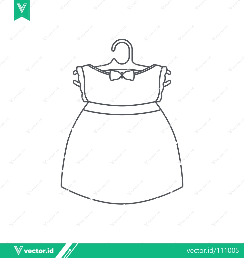 Premium Vector of Simple Line Drawing of a Baby Dress on a Hanger