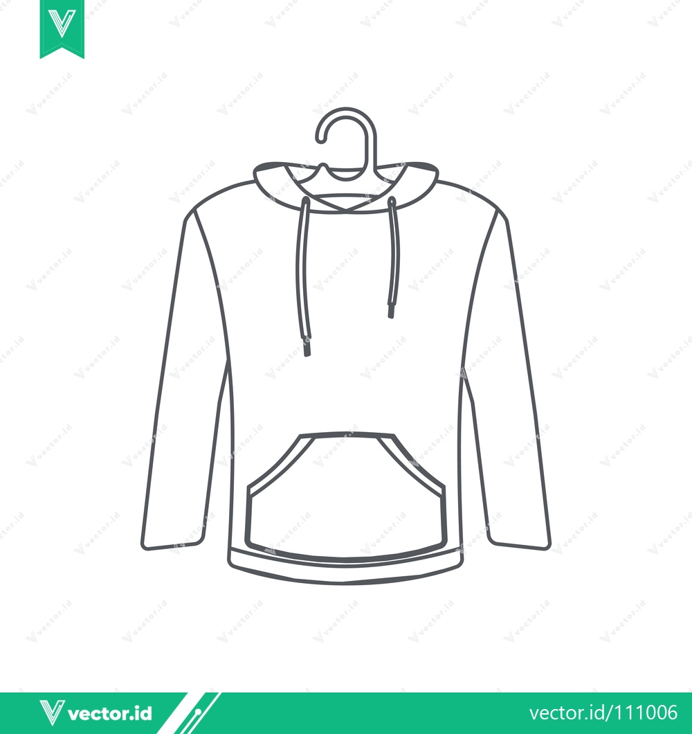 Premium Vector dari Minimalist Line Art Hoodie Illustration on Hanger