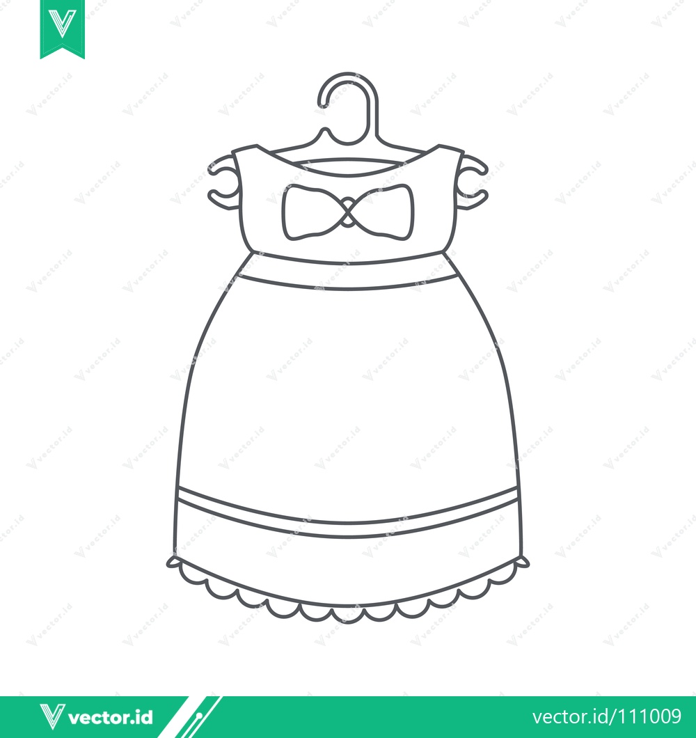 Premium Vector dari Simple Line Art Drawing of a Baby Dress on a Hanger