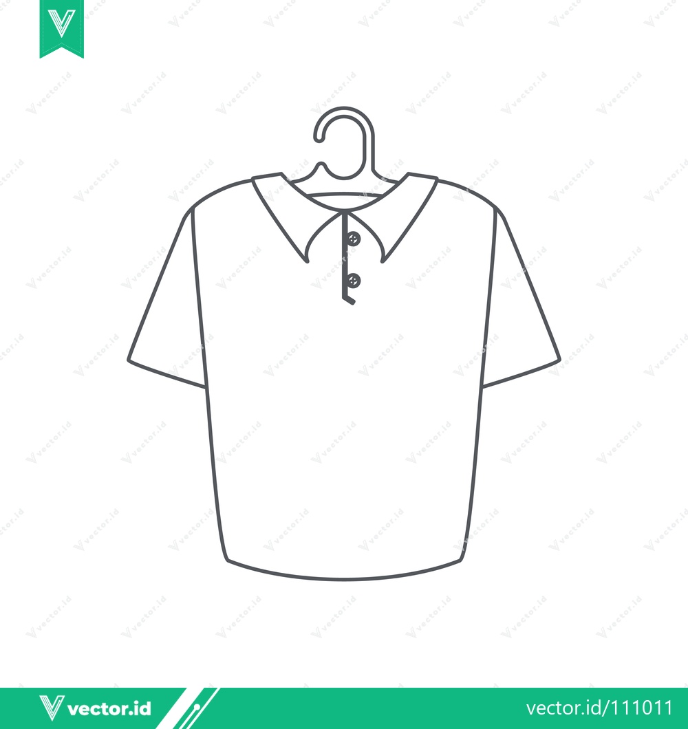 Premium Vector of Minimalist Line Art of a Polo Shirt on a Hanger