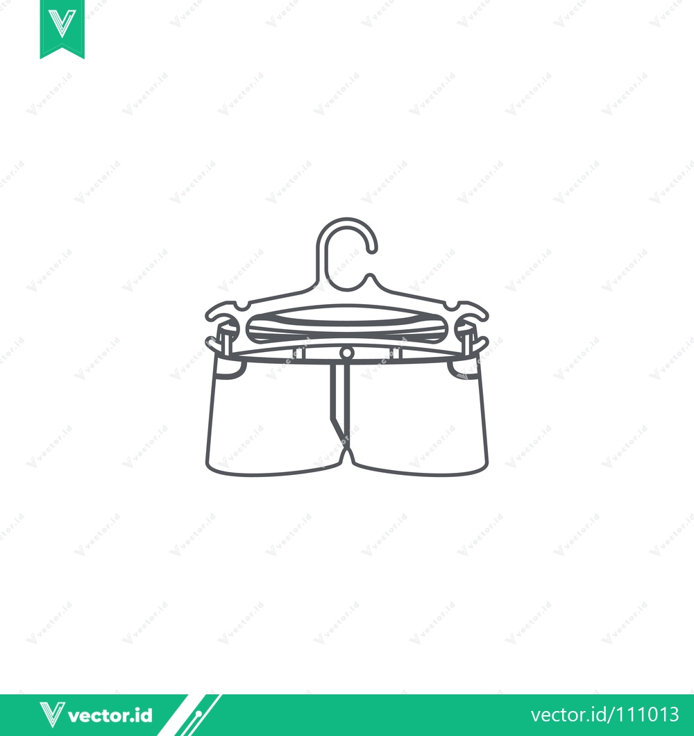 Premium Vector dari Minimalist Line Art of Denim Shorts on a Hanger