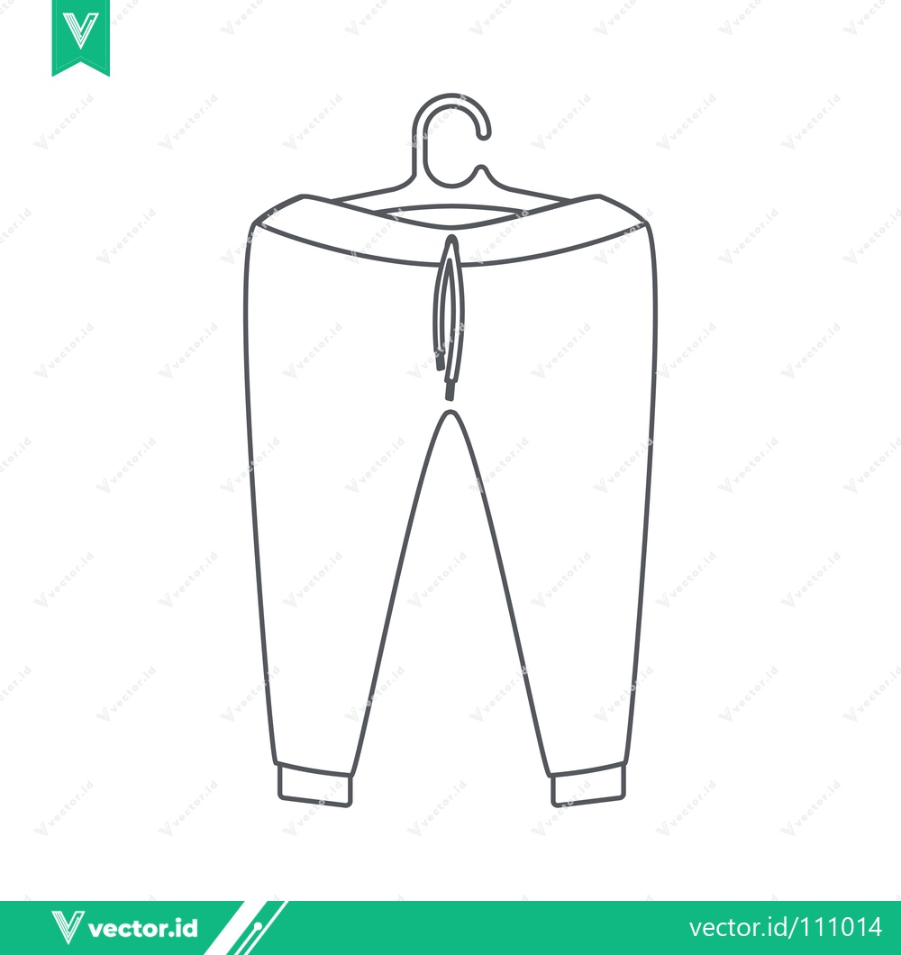 Premium Vector dari Line art illustration of a pair of pants on a hanger