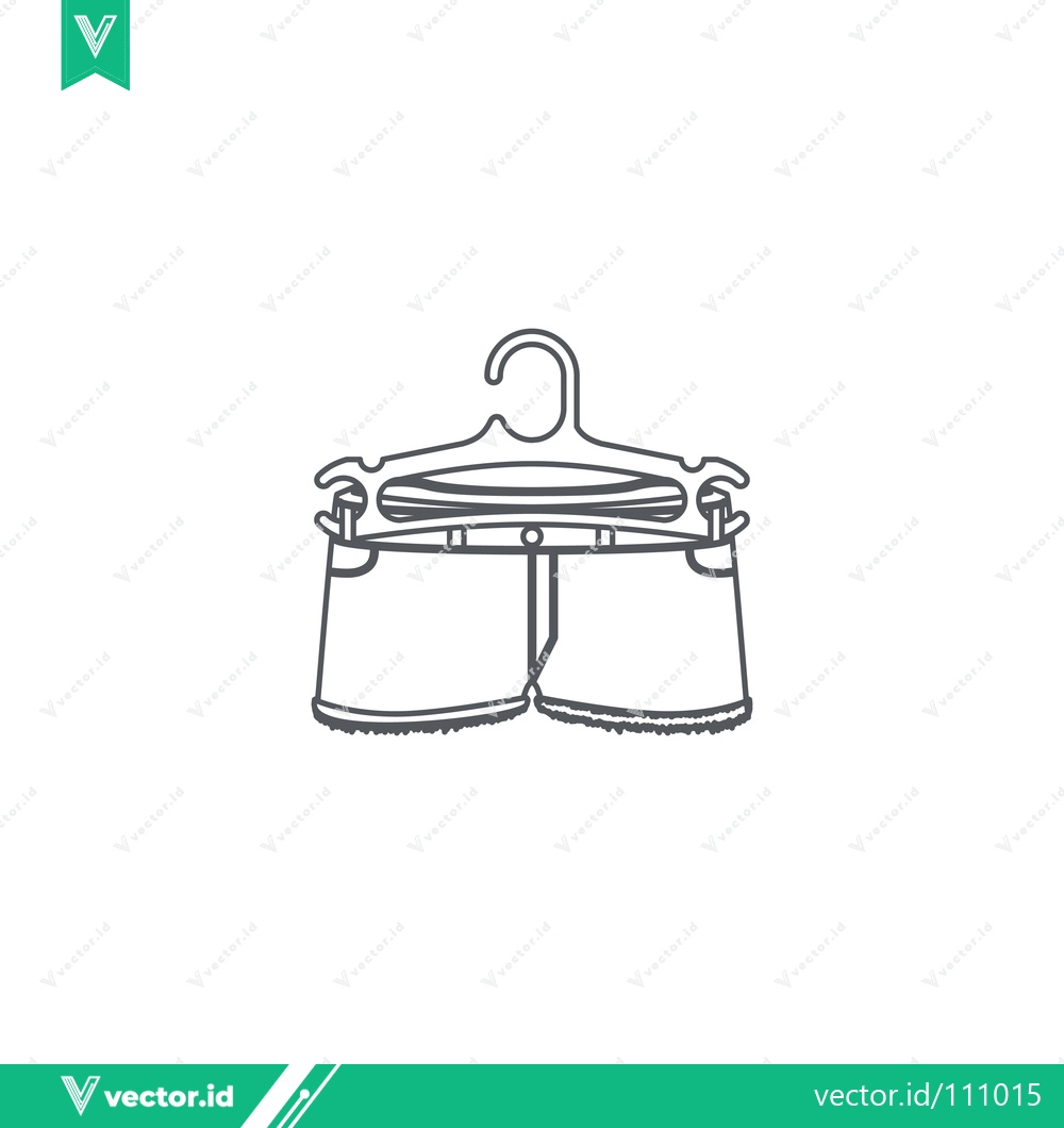 Premium Vector dari Minimalist Line Art of Denim Shorts on a Hanger