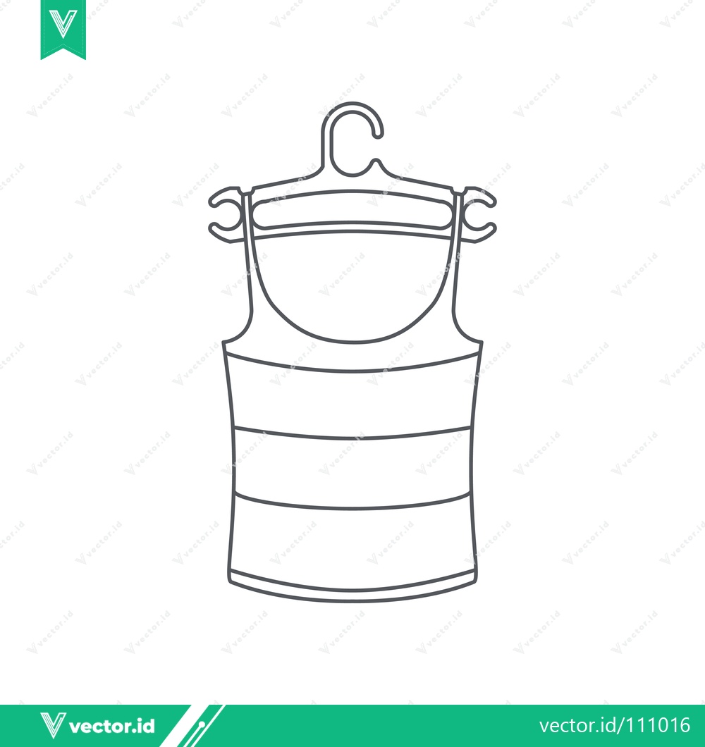 Premium Vector of Simple Line Drawing of a Striped Tank Top on a Hanger