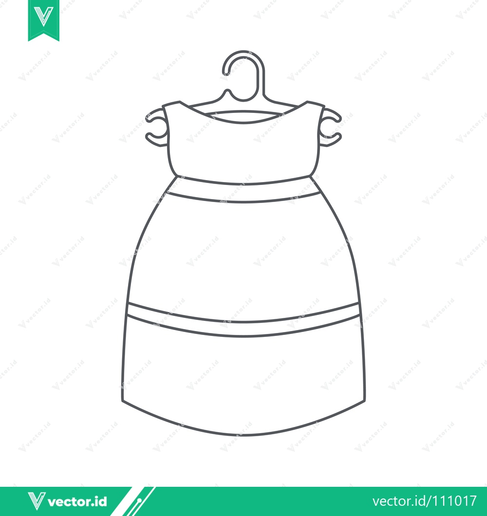 Premium Vector of Simple Line Art Drawing of a Dress on a Hanger