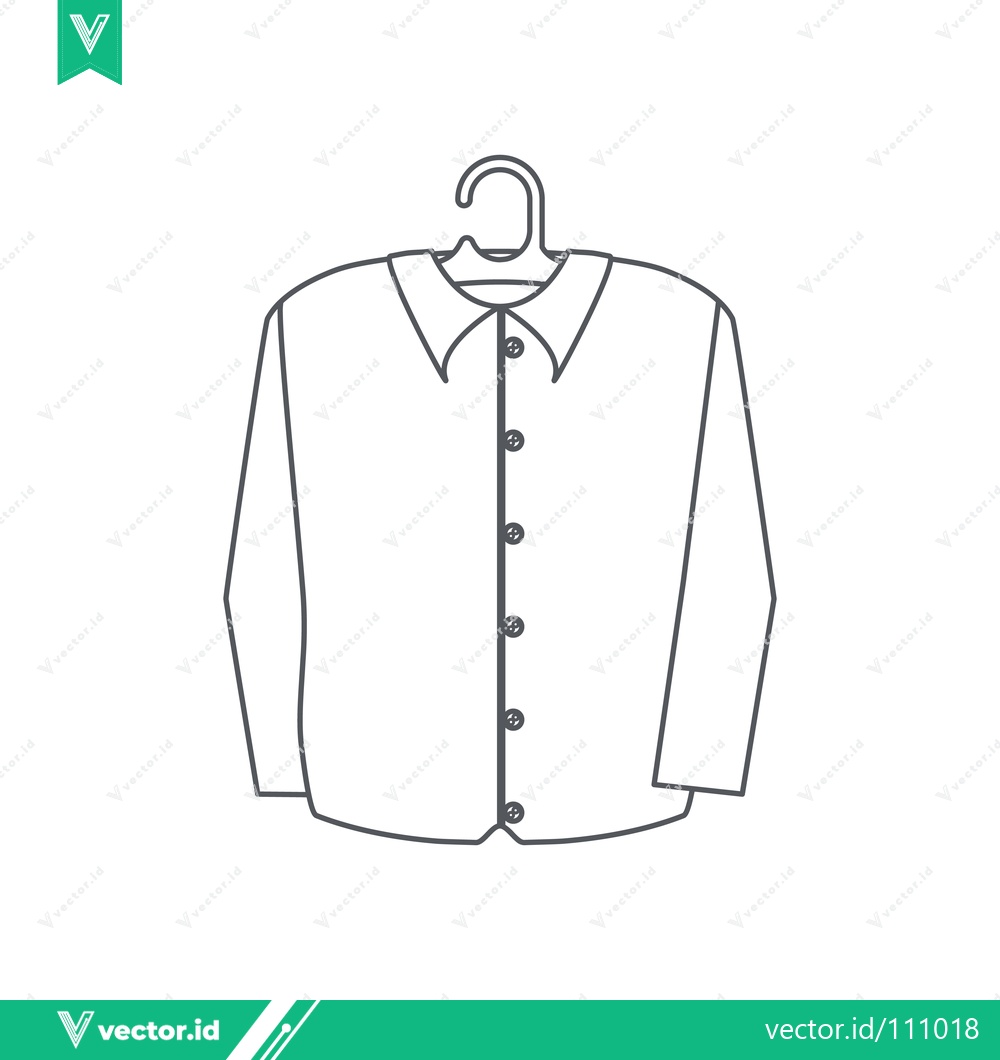Premium Vector dari Minimalist Line Art of a Button-Up Shirt on a Hanger