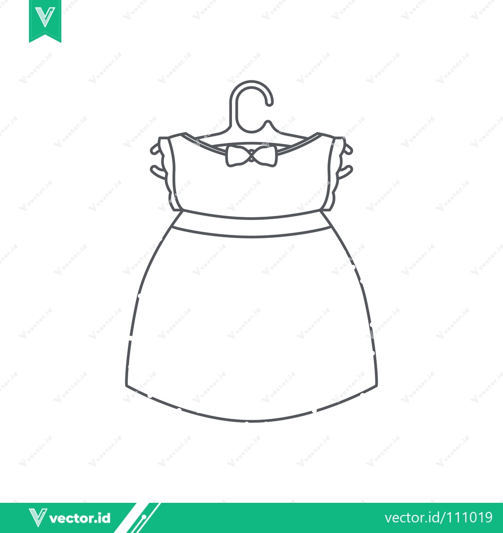 Premium Vector dari Simple Line Drawing of a Baby Dress on a Hanger