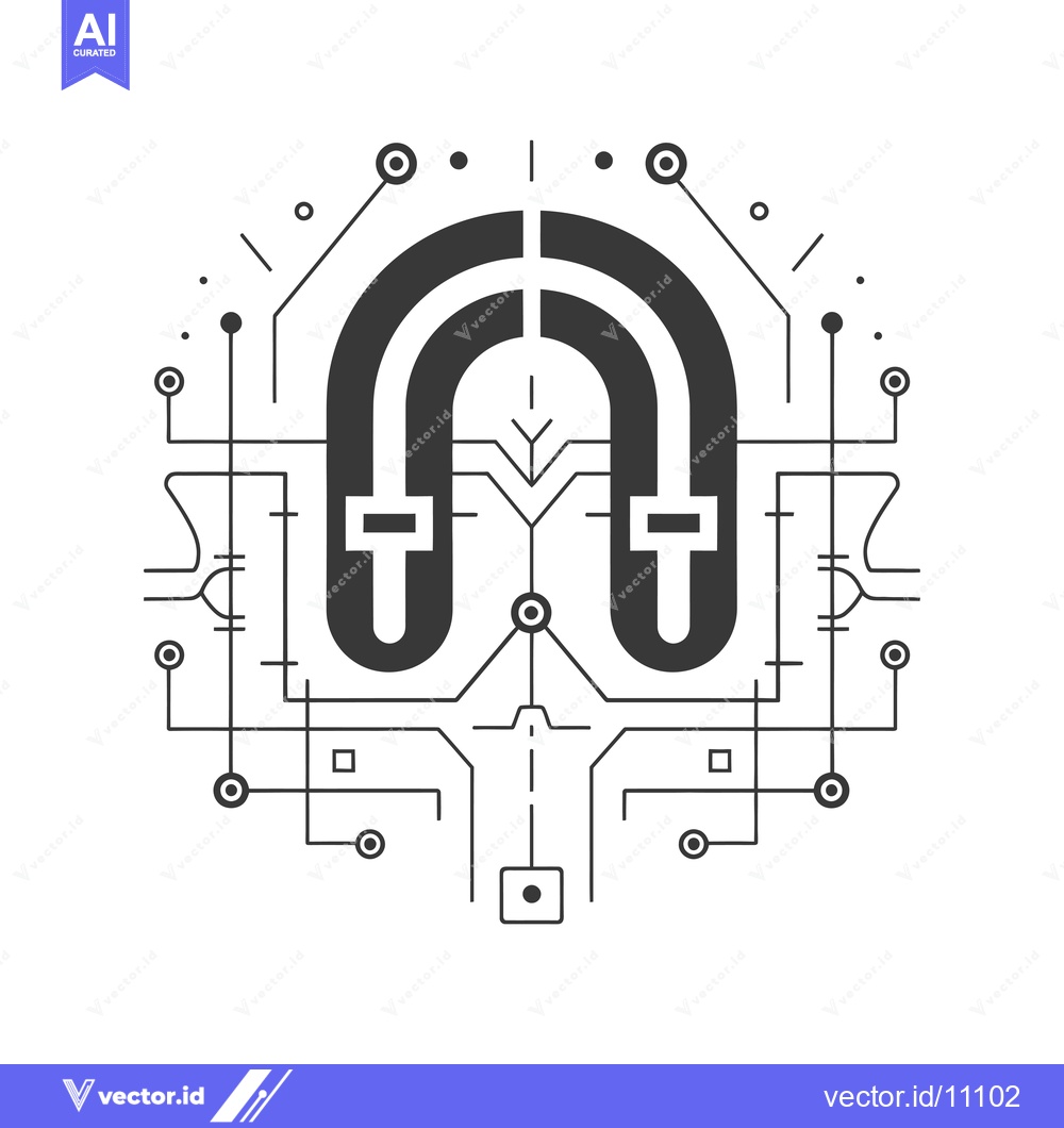 Premium Vector dari Abstract Circuit Board with Two U-Shaped Elements