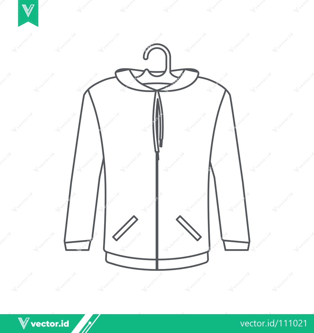 Premium Vector of Line Art Illustration of a Zip-Up Hoodie on a Hanger